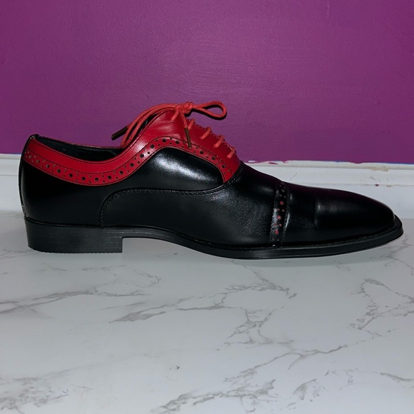MENS Antonio Cerrelli Red and Black Formal Shoes - Picture 5 of 14